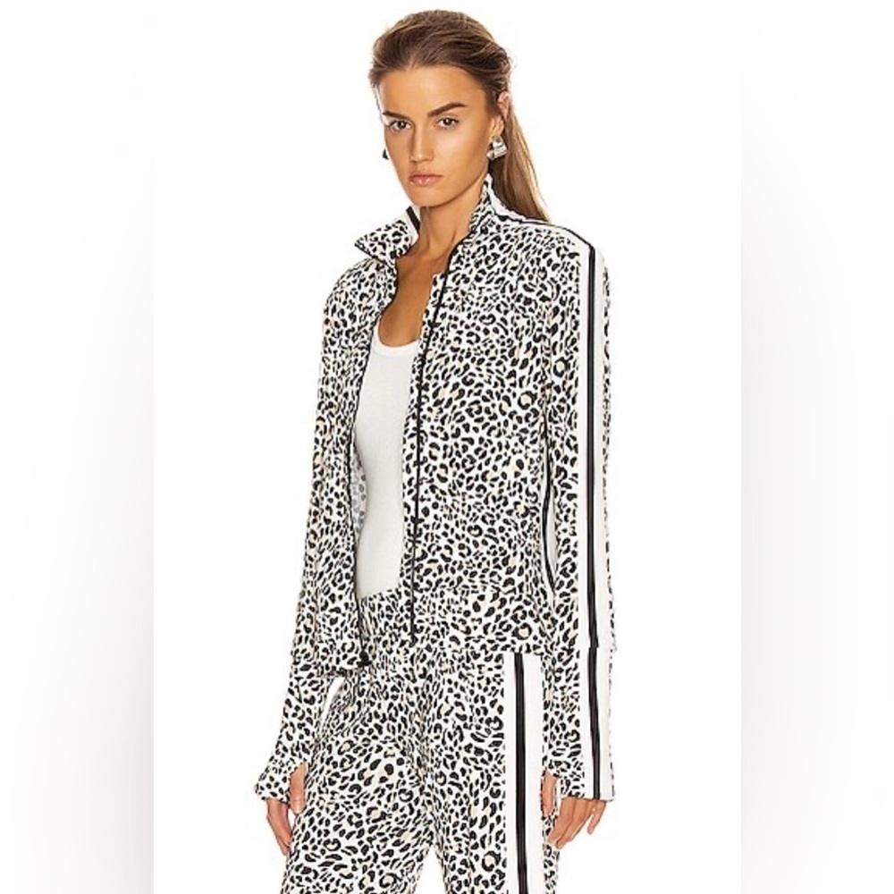 Norma Kamali Side Stripe Turtle Jacket Baby Leopard Casual Athletic Size Small